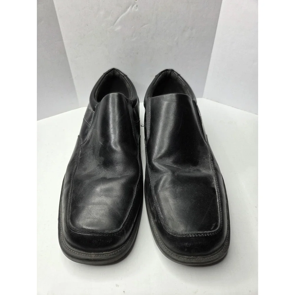 Dockers Mens Black Leather Slip On Loafers Square Toe Shoes 90-93194 Size 13W‎